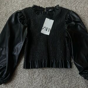 zara black elegant blouse